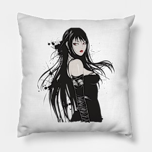 Gothic Anime Girl Dark Vintage Pillow