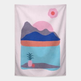 Abstract Pink Landscape Tapestry