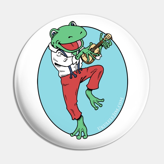 Ukulele Playing Frog Pin by UkuleleJim