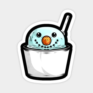 Snowman In A Cup Of Ice Cream For Christmas Magnet