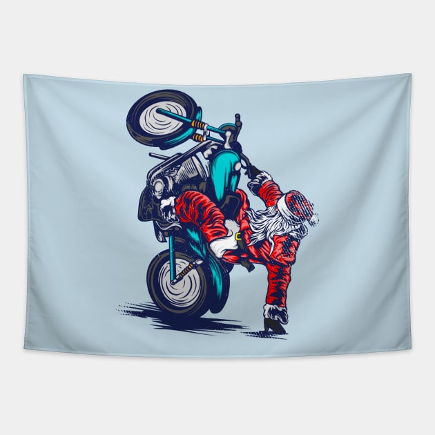 santa motorcycle Tapestry by fathiali