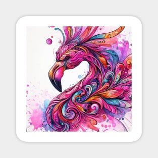 Abstract painting of a pink flamingo Magnet