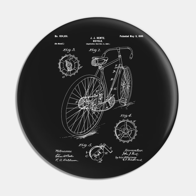 Bicycle Patent - Cycling Art - Black Chalkboard Pin by patentpress