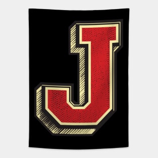 Alphabet Letter J ✪ Vintage Retro font typography style for birthday gifts Tapestry