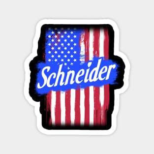 American Flag Schneider Family Gift For Men Women, Surname Last Name Magnet