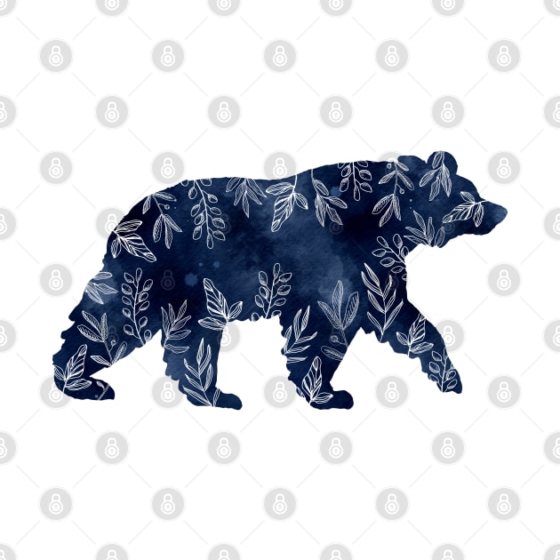 Indigo watercolor bear by ApricotBlossomDesign