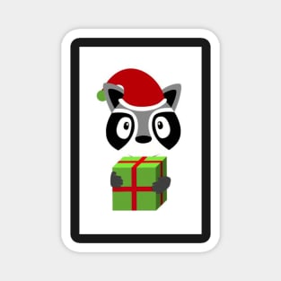 Holiday Trash Panda Holding Gift Magnet