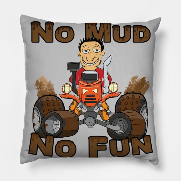 No Mud No Fun Off Road Tractor Red Pillow by Dad n Son Designs