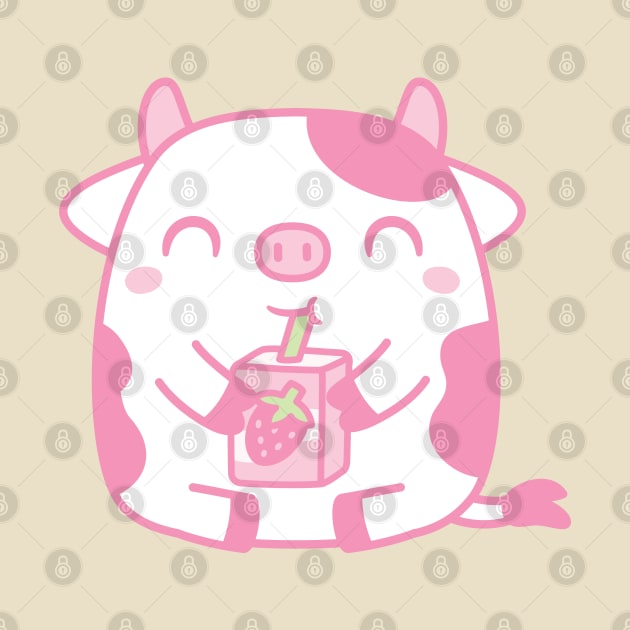 Cute Cow Drinking Strawberry Milk by rustydoodle