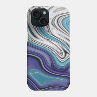 1980s modern chic elegant marble blue purple swirls Phone Case