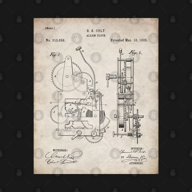 Alarm Clock Patent - Clockmaker Chronometer Art - Antique by patentpress