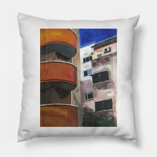 Tel Aviv, Yard In Shadows Pillow