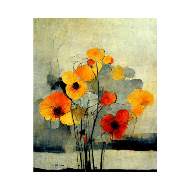 Yellow flowers in an aquarelle painting by AmazinfArt