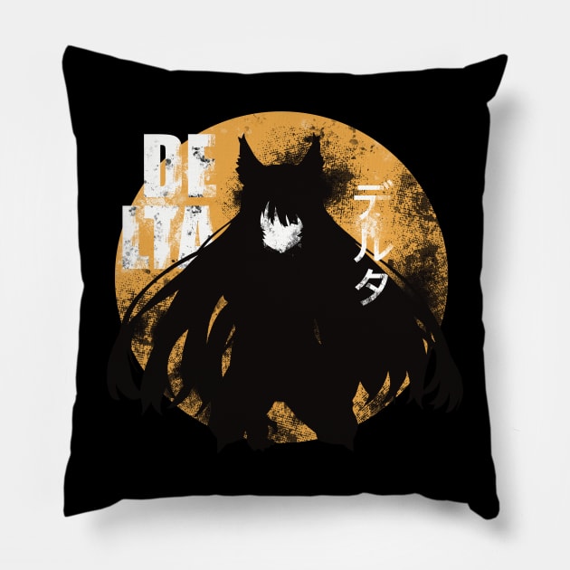 The Eminence in Shadow Delta in Vintage Distressed Minimalist Anime Characters Design with Japanese Name Pillow by Animangapoi