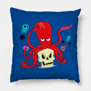 Cute giant octopus with skull Pillow