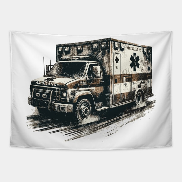 Ambulance Tapestry by Vehicles-Art