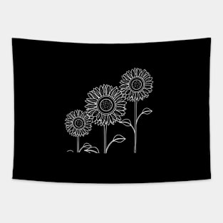 Hand drawn cute black sunflowers Tapestry