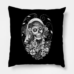 Santa muerte with flowers day of the dead. Pillow