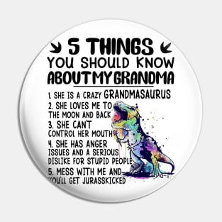 5 Things You Should Know About My Grandma She Is A Crazy Grandmasaurus Pin