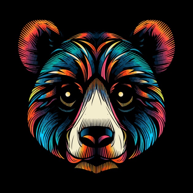 Colorful Bear Head Illustration by TeeTrendz