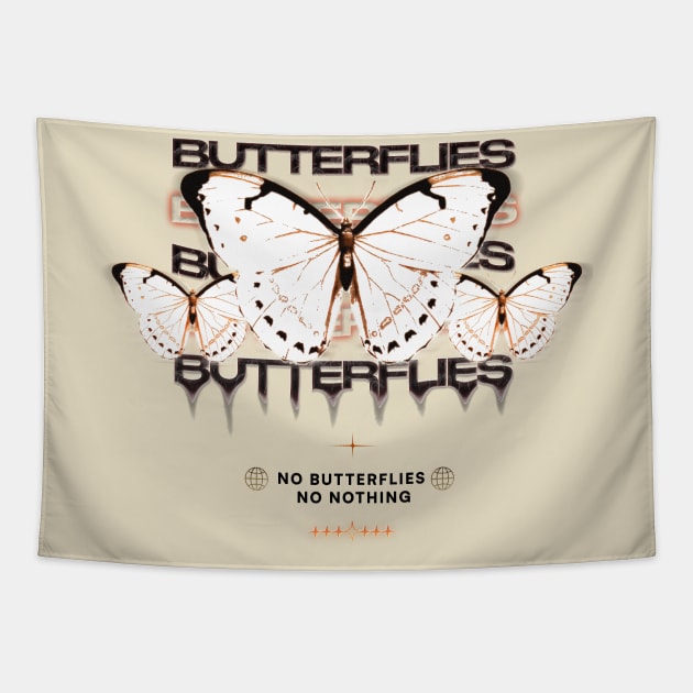 Grunge Butterflies Streetwear Design Tapestry by Cyber Cyanide