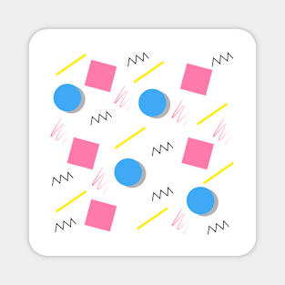 80s Memphis Pattern blue & Pink Magnet