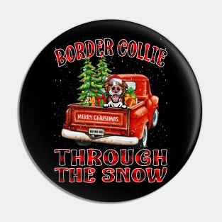 Christmas Border Collie Through The Snow Dog Santa Truck Tree Pin