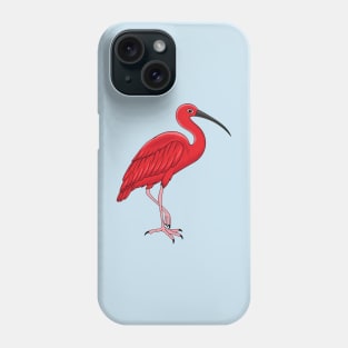 Scarlet ibis bird cartoon illustration Phone Case