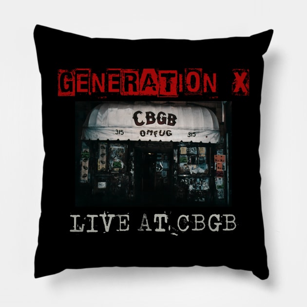 generation x live at cbgb Pillow by kusuka ulis