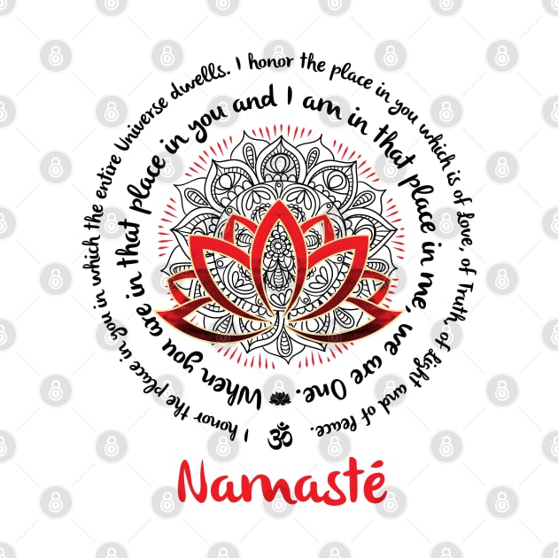 NAMASTE WE ARE ONE Beautiful Lotus Mandala Typography Yoga Inspired Saying by YogaStatement