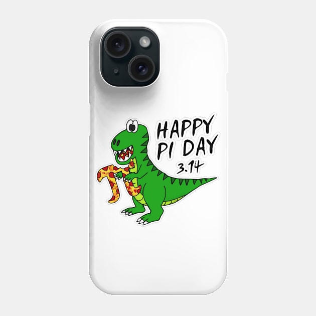 Happy Pi Day Dinosaur T-Rex Pizza Funny Phone Case by doodlerob