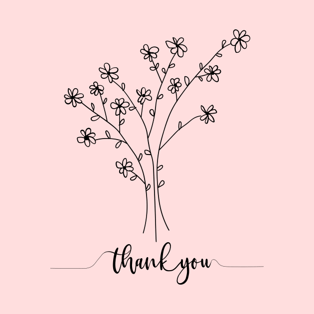 Thank you! Floral Line Art by Royal Tings