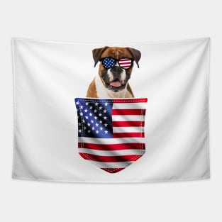 Boxer In Pocket American Flag 4th Of July Tapestry