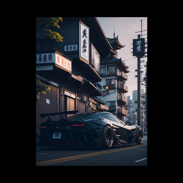 Dark Sports Car in Japanese City by star trek fanart and more