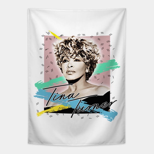 Tina Turner 1980s Style Retro Fan Art Design Tapestry by DankFutura