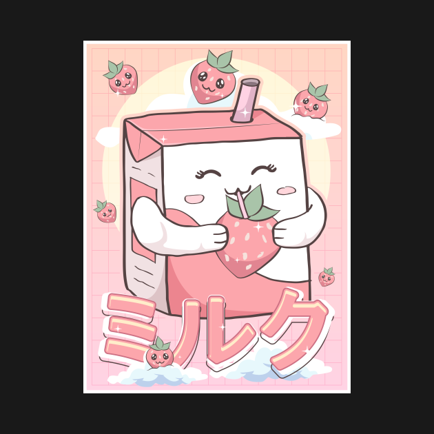 Japanese Aesthetic Kawaii Strawberry Milk Carton T Kawaii Strawberry T Shirt Teepublic