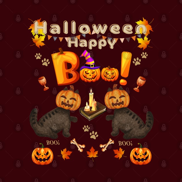 Happy halloween pumpkin cats by ATime7