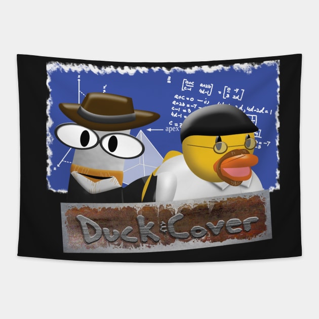 Duck and Cover Opposites Tapestry by DV8Works