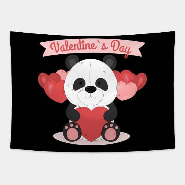 Valentines day panda Tapestry by Frispa