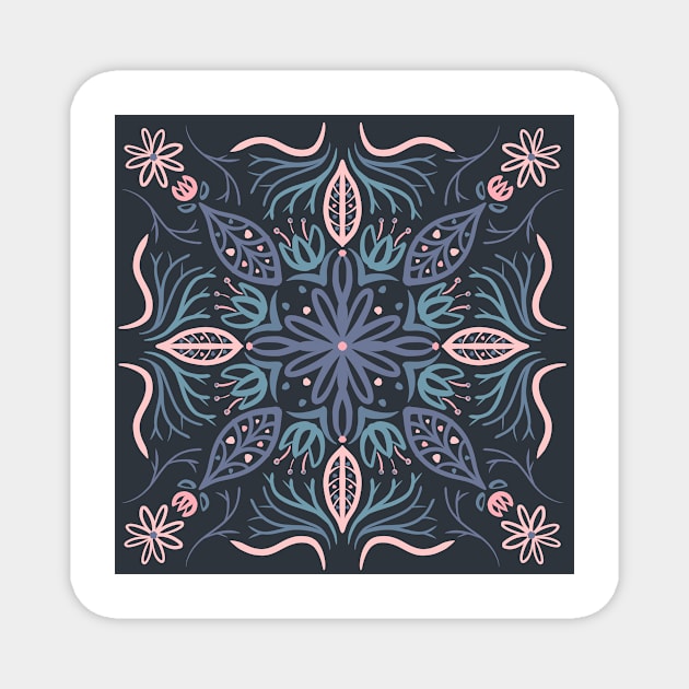 Flower Mandala Summertime - Pink & Dark Gray Magnet by monitdesign