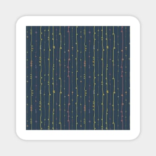 Curly doodle stripes pink and lime on a dark blue background Magnet