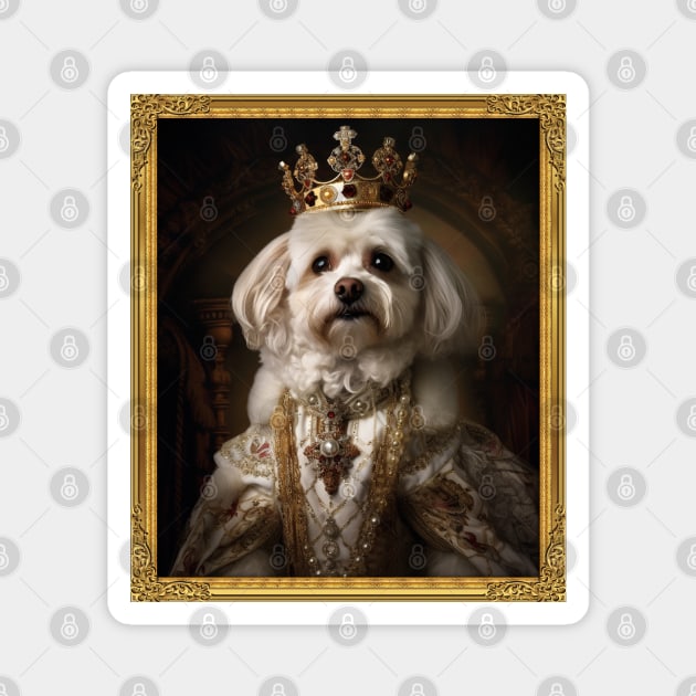 Regal White Havanese - Medieval Cuban Queen (Framed) Magnet by HUH? Designs