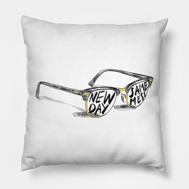 New Day Same Mess glasses with sascastic message Pillow by MugDesignStore