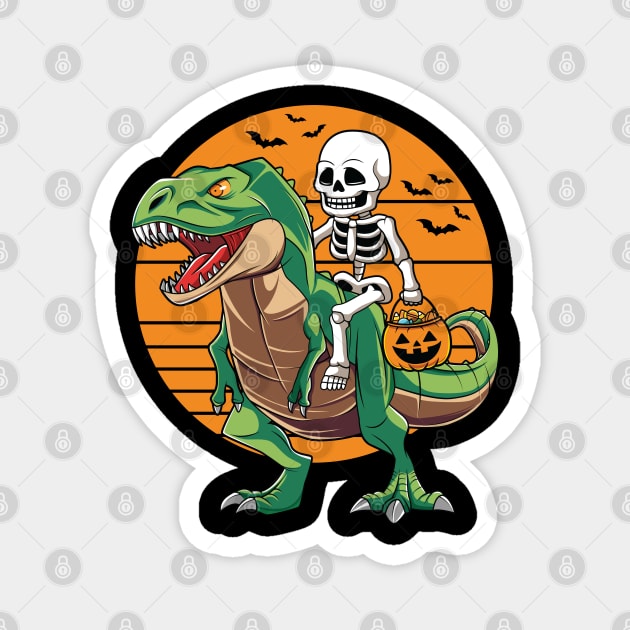 Skeleton Riding Dinosaur T Rex Halloween Costume Magnet by HCMGift
