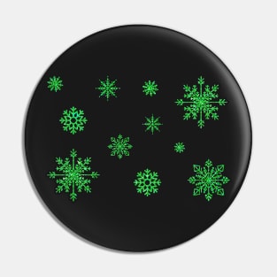 Bright Green Faux Glitter Snowflakes Pin