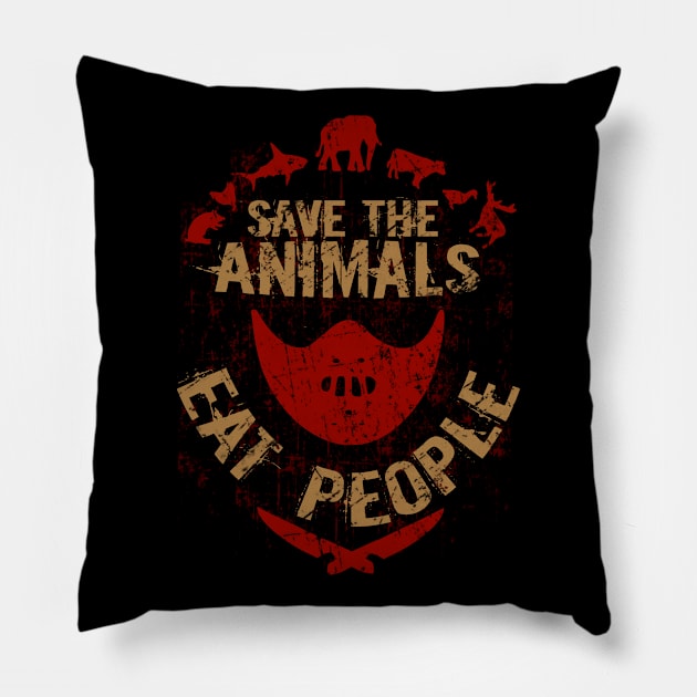 save the animals - EAT PEOPLE (3) Pillow by FandomizedRose