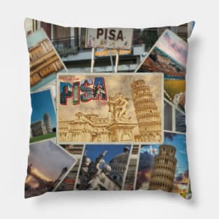 Greetings from Pisa in Italy Vintage style retro souvenir Pillow