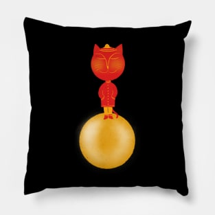 Japanese cat on golden sphere - version 2 Pillow