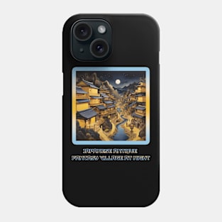 Japanese Fantasy Village Blue and Yellow Tones Phone Case