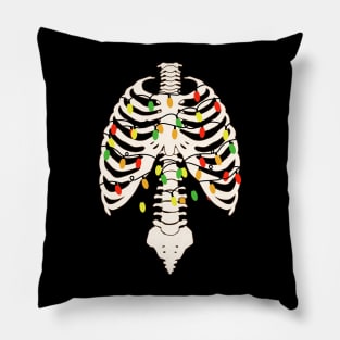 Skeleton in Christmas Lights Pillow